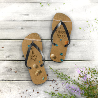 Plymouth Shock "I love Plymouth" Beach-Ready Flip Flops