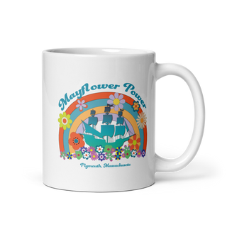 Plymouth Shock "Mayflower Power" White glossy mug
