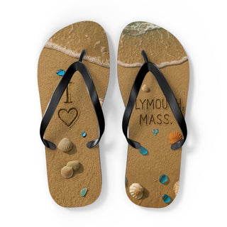 Plymouth Shock "I love Plymouth" Beach-Ready Flip Flops