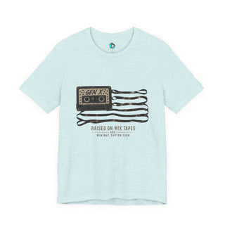Plymouth  Shock "Gen X - Raised on mix tapes and minimal supervision" — Retro Cassette Flag Tee for 80s-90s Nostalgia