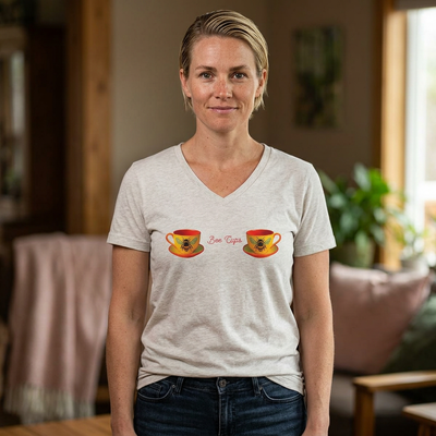 Plymouth Shock "Bee Cups" Women’s V-Neck Tee