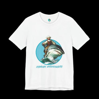 Plymouth, Massachusetts Surfing Shark Logo Tee